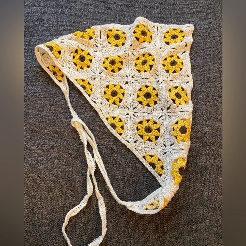 Crocheted Sunflower Head Scarf Wild Fable
